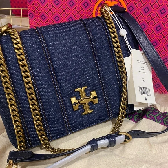 ショルダーバッグ・ポシェット TORY BURCH Woman Shoulder bag Gnawed Blue 166416 405 Tory Burch | Bags | Tori Burch Denim Bag | Poshmark